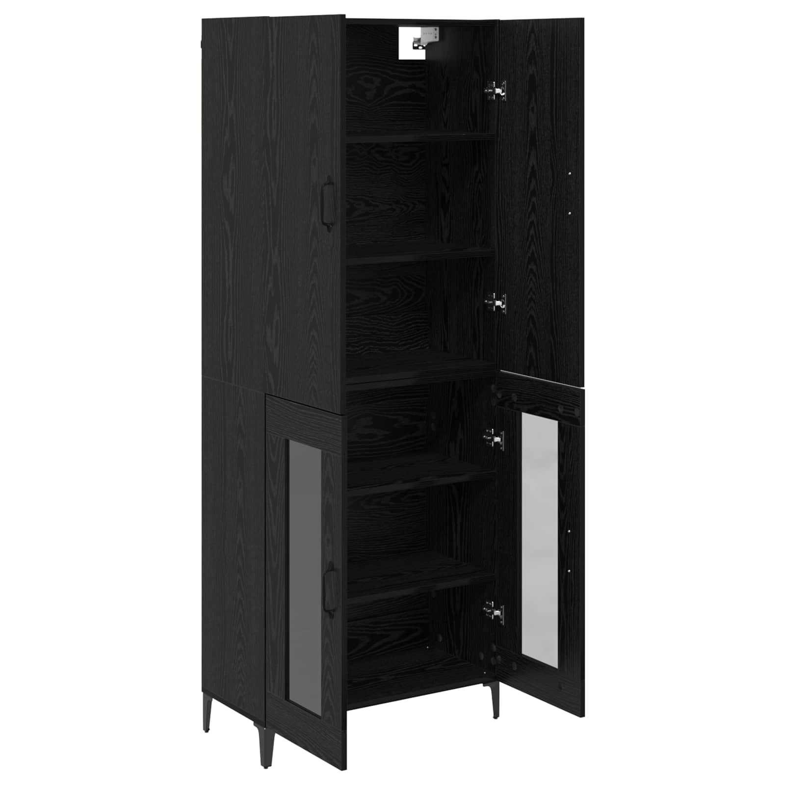 Highboard Schwarz Eichen-Optik 69,5 x 34 x 180 cm Holzwerkstoff