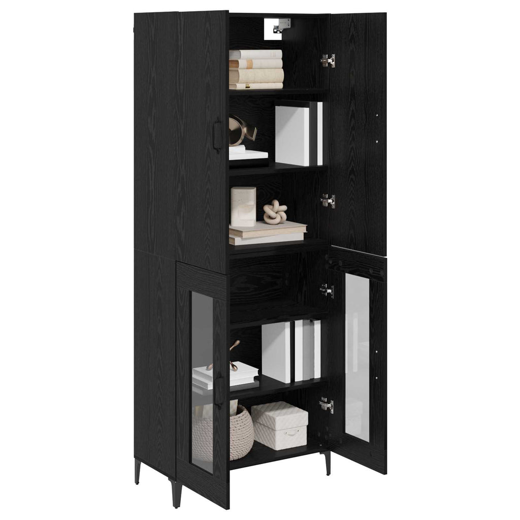 Highboard Schwarz Eichen-Optik 69,5 x 34 x 180 cm Holzwerkstoff