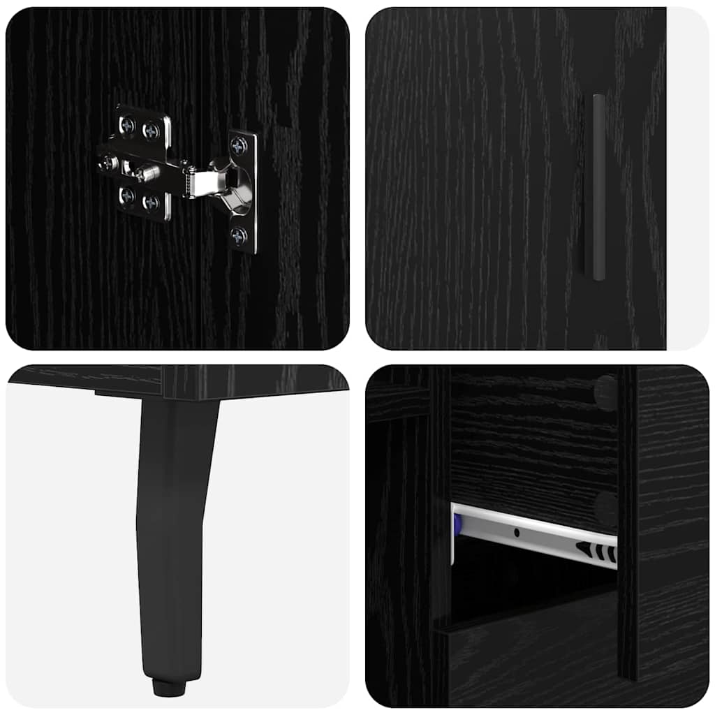 Highboard 2 pcs Schwarz Eichen-Optik Engineered Wood und Glas
