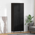 Highboard 2 pcs Schwarz Eichen-Optik Engineered Wood und Glas