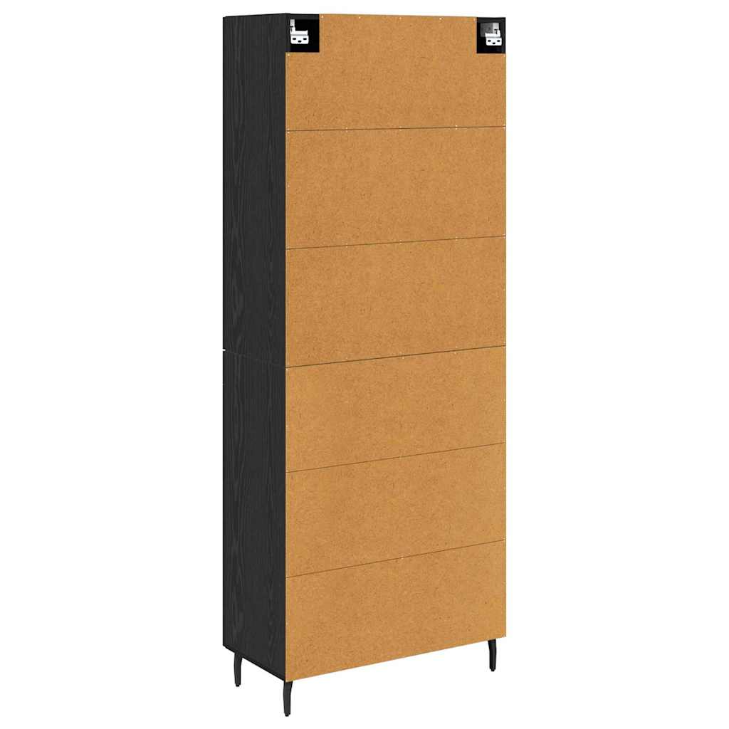 Highboard 2 pcs Schwarz Eichen-Optik Engineered Wood und Glas