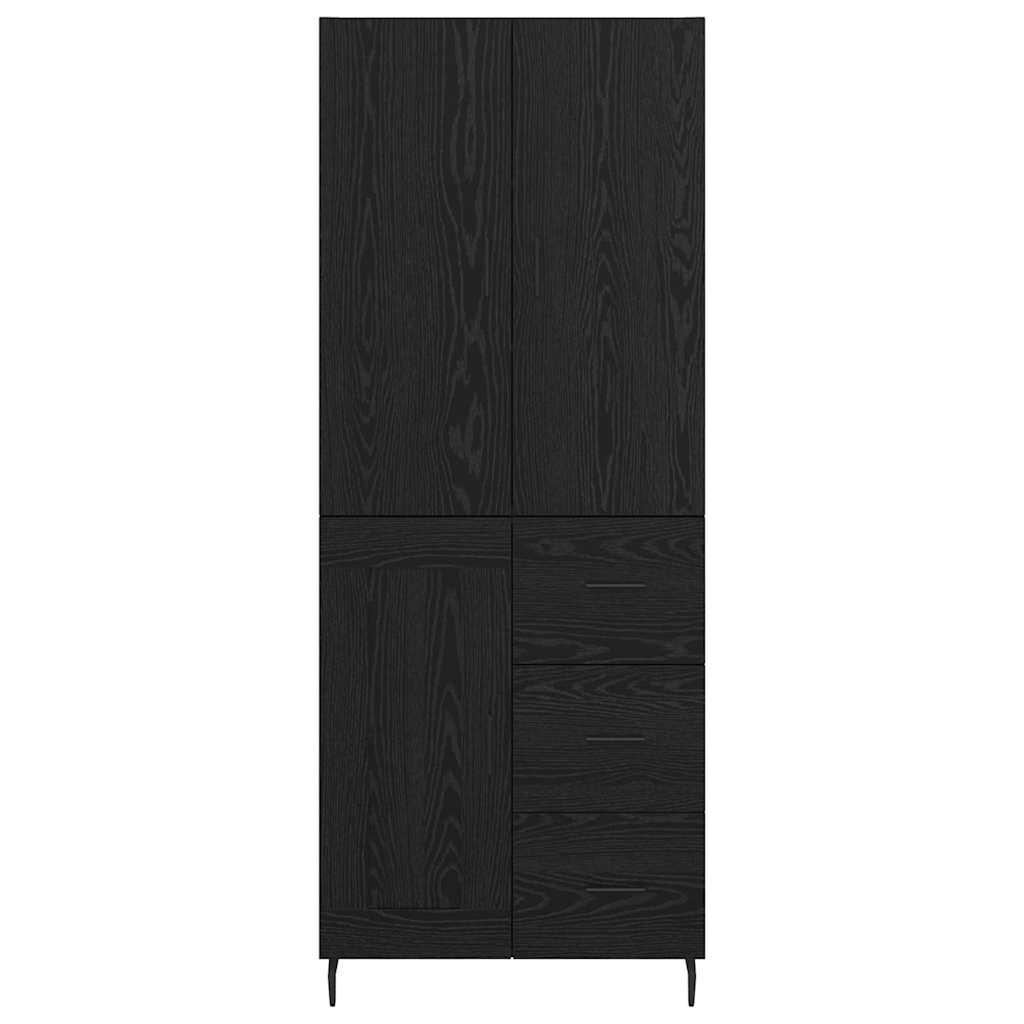 Highboard 2 pcs Schwarz Eichen-Optik Engineered Wood und Glas