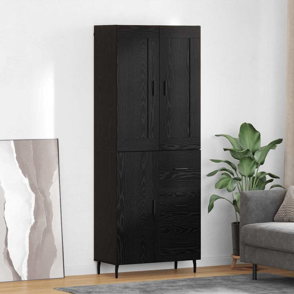 Highboard 2 pcs Schwarz Eichen-Optik Holzwerkstoff