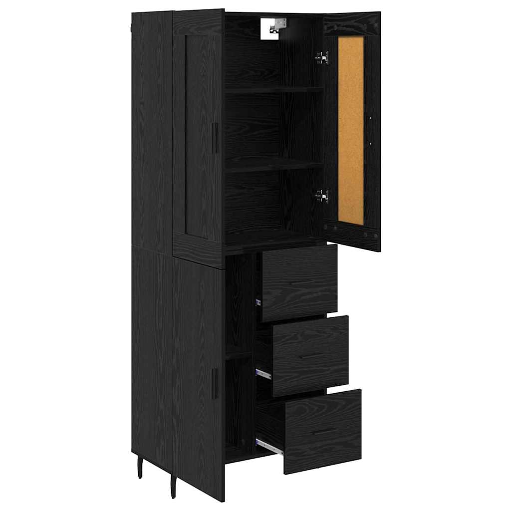 Highboard 2 pcs Schwarz Eichen-Optik Holzwerkstoff