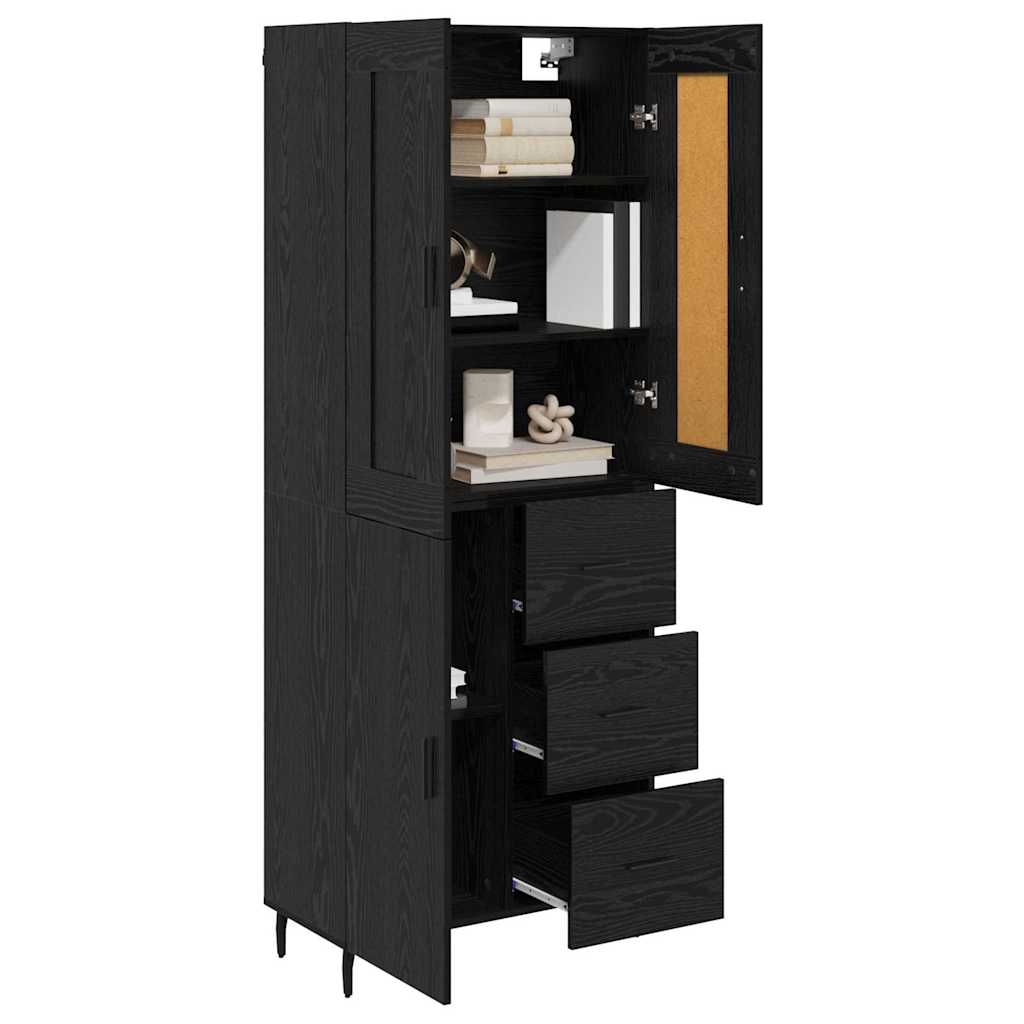 Highboard 2 pcs Schwarz Eichen-Optik Holzwerkstoff