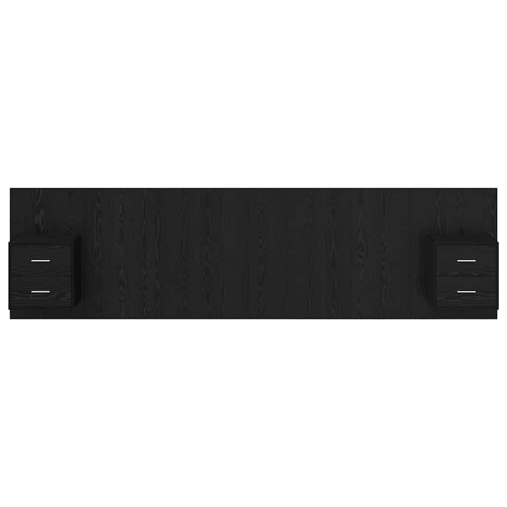 Kopfteil mit Schrank 3 pcs Schwarz Eichen-Optik Holzwerkstoff