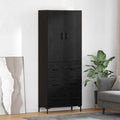 Highboard Schwarz Eichen-Optik 69,5 x 34 x 180 cm Holzwerkstoff