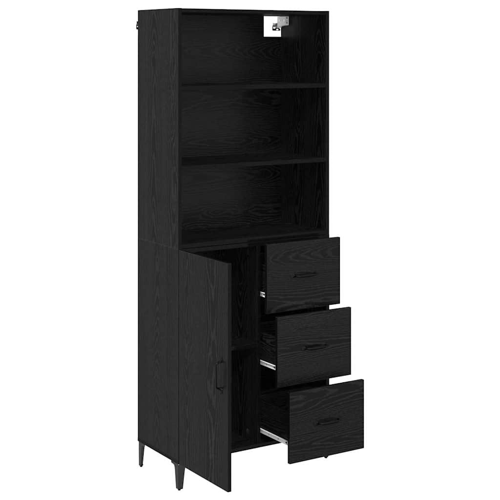 Highboard Schwarz Eichen-Optik 69,5 x 34 x 180 cm Holzwerkstoff