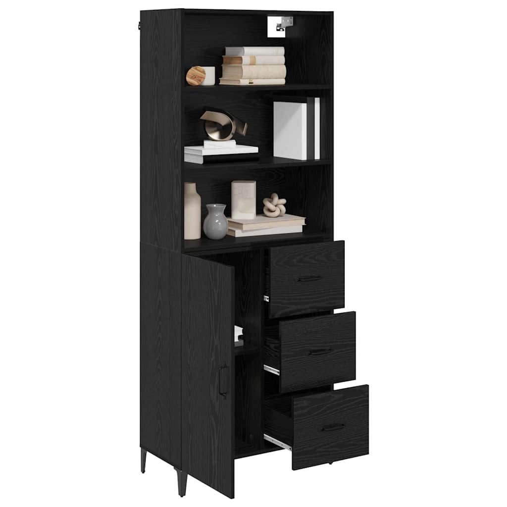 Highboard Schwarz Eichen-Optik 69,5 x 34 x 180 cm Holzwerkstoff