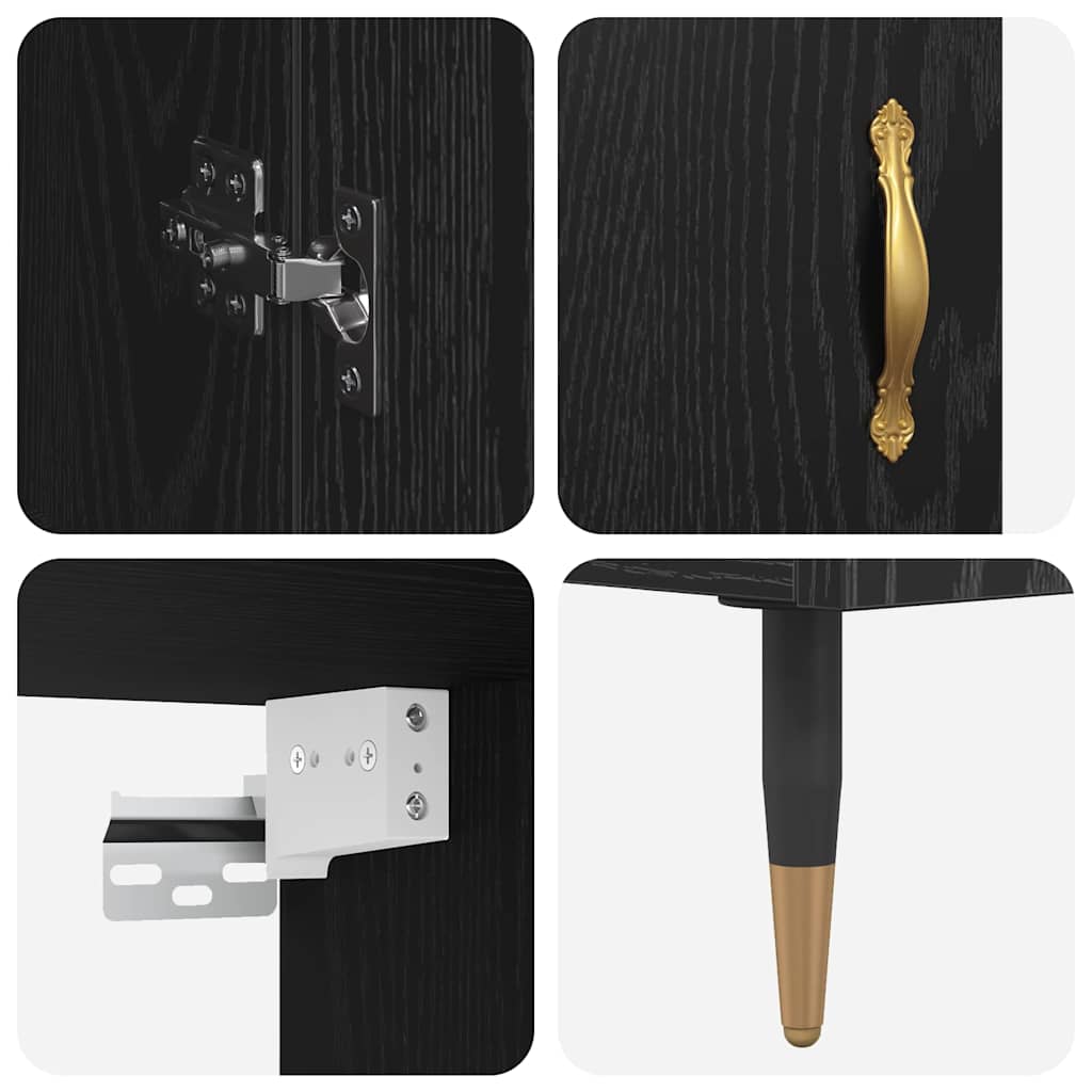 Highboard 2 pcs Schwarz Eichen-Optik Holzwerkstoff