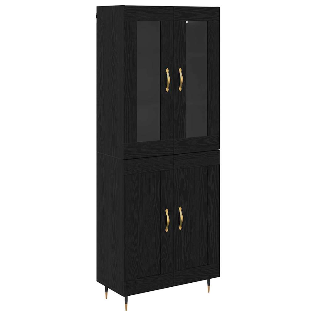 Highboard 2 pcs Schwarz Eichen-Optik Holzwerkstoff