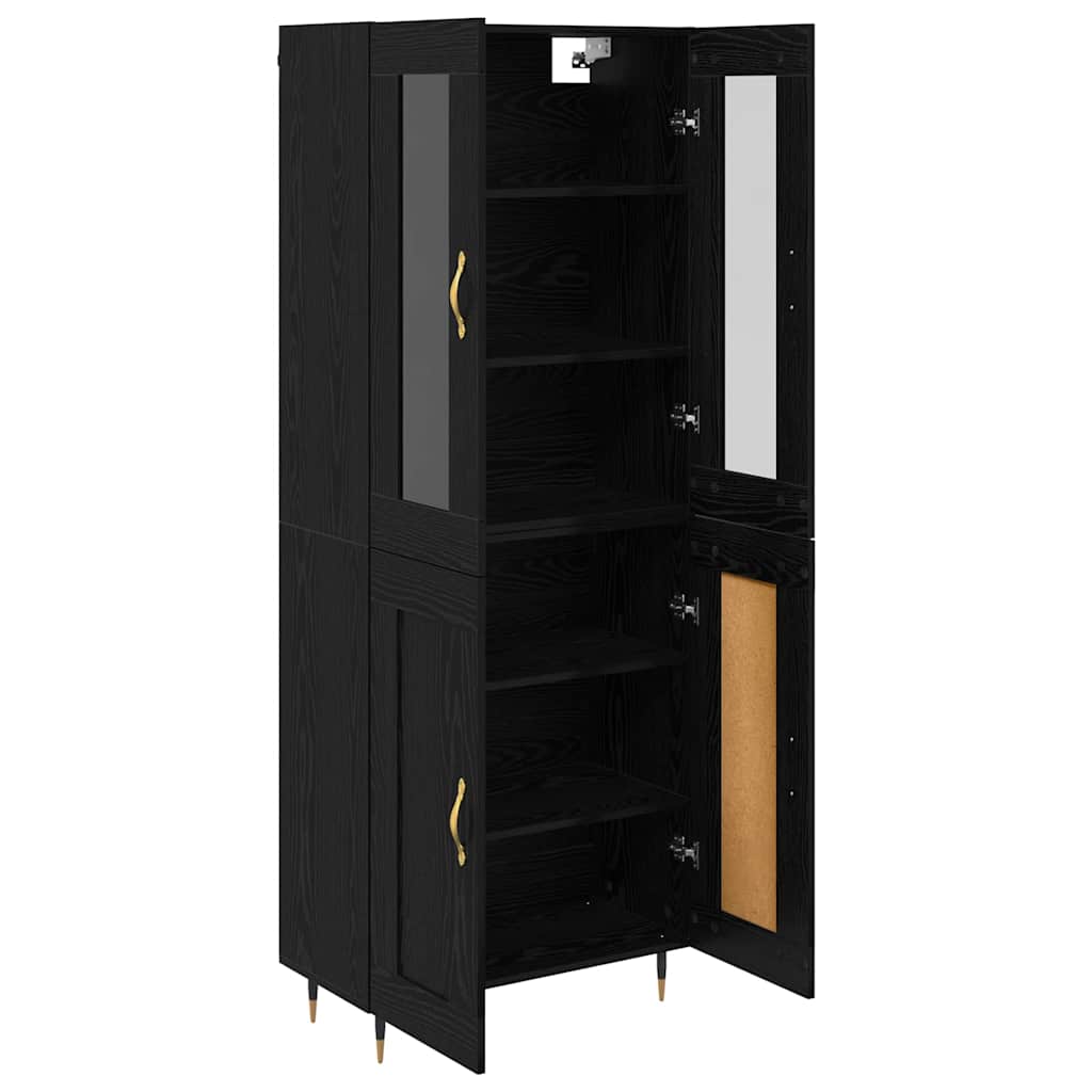 Highboard 2 pcs Schwarz Eichen-Optik Holzwerkstoff