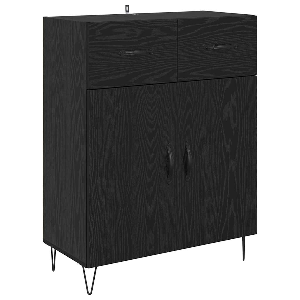 Highboard Schwarz Eichen-Optik 69,5 x 34 x 180 cm Holzwerkstoff