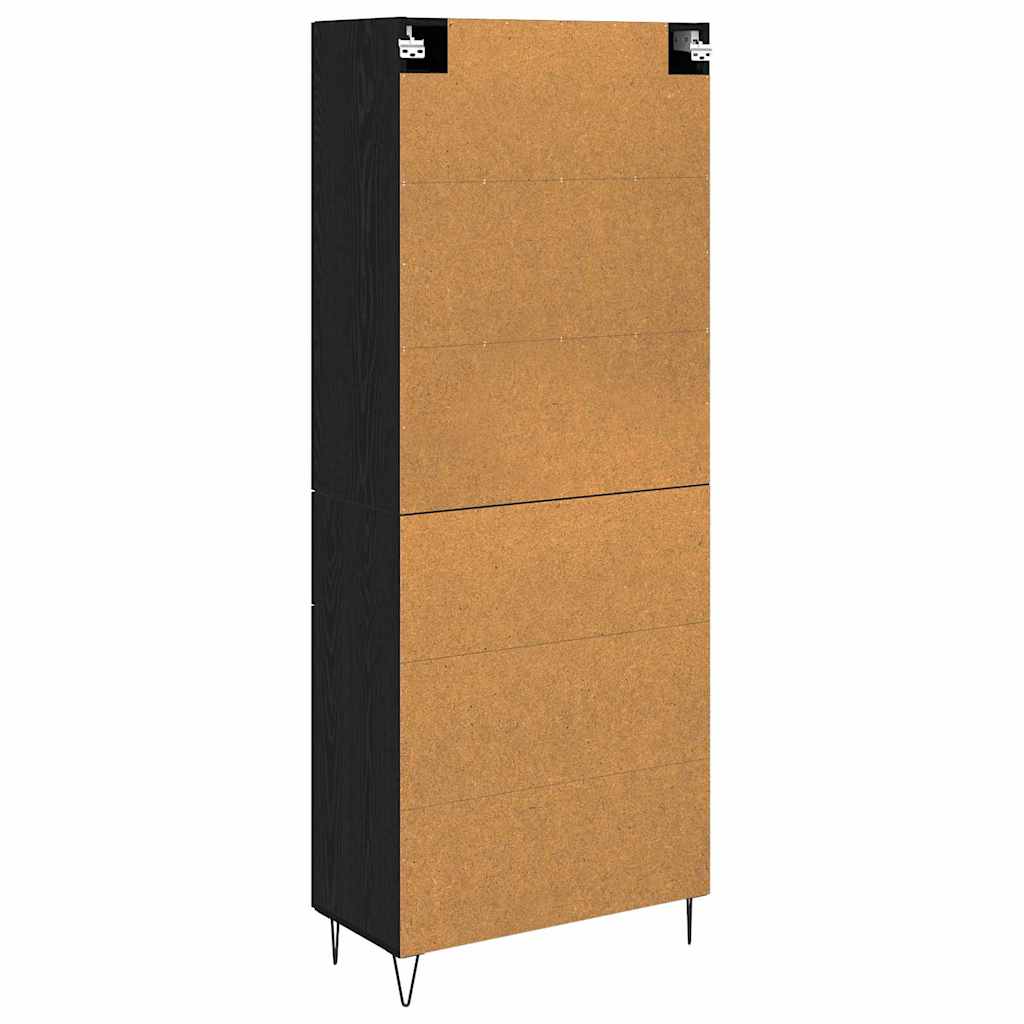 Highboard Schwarz Eichen-Optik 69,5 x 34 x 180 cm Holzwerkstoff