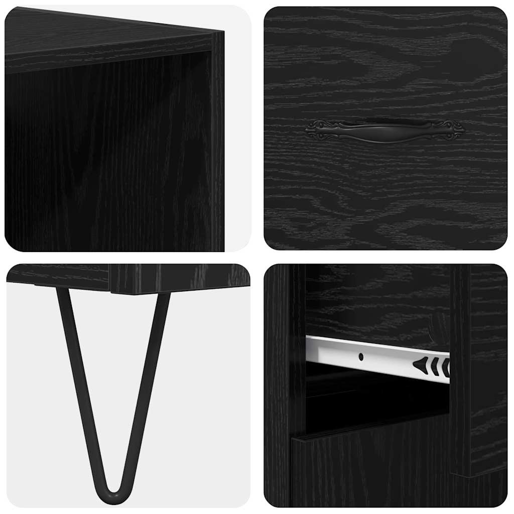 Highboard 2 pcs Schwarz Eichen-Optik Holzwerkstoff