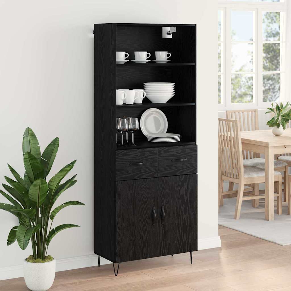 Highboard 2 pcs Schwarz Eichen-Optik Holzwerkstoff