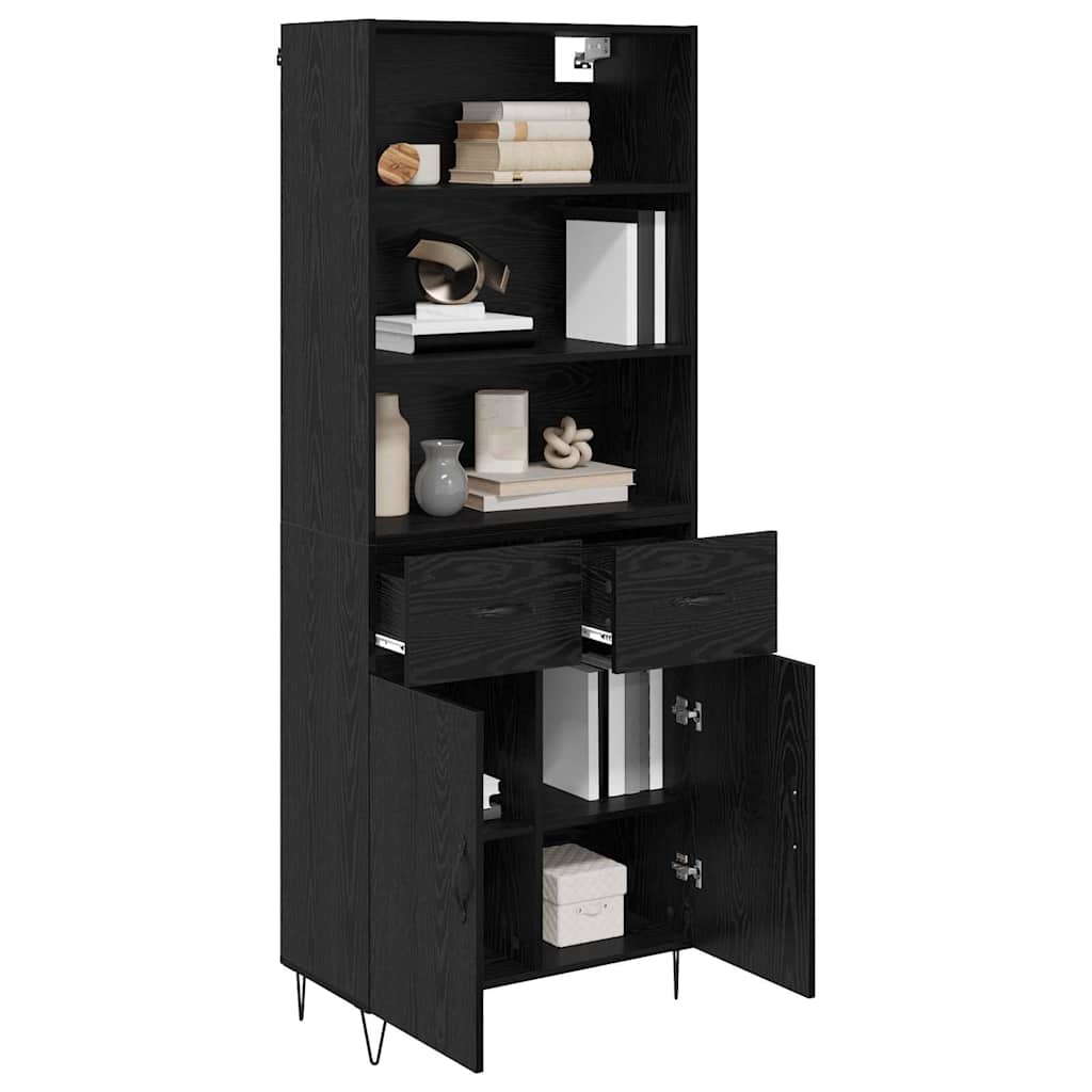 Highboard 2 pcs Schwarz Eichen-Optik Holzwerkstoff