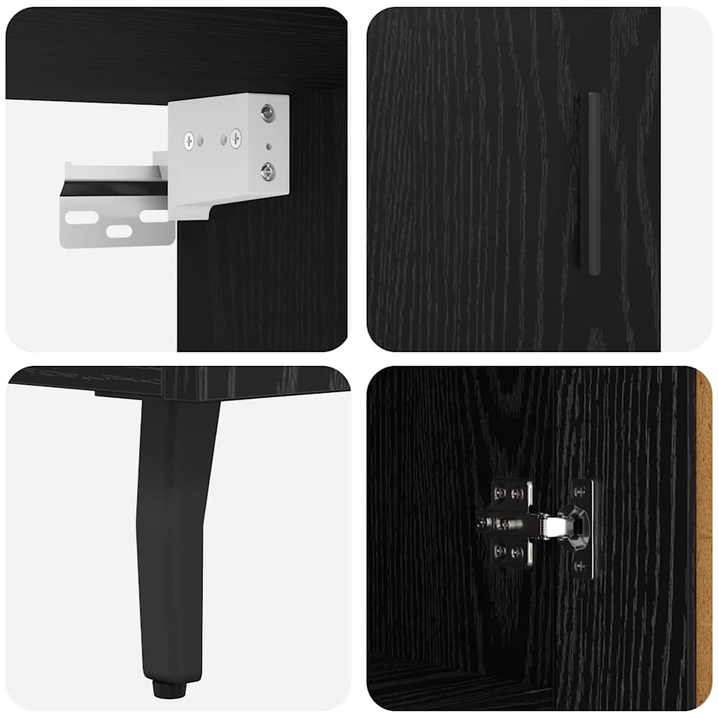 Highboard 2 pcs Schwarz Eichen-Optik Holzwerkstoff