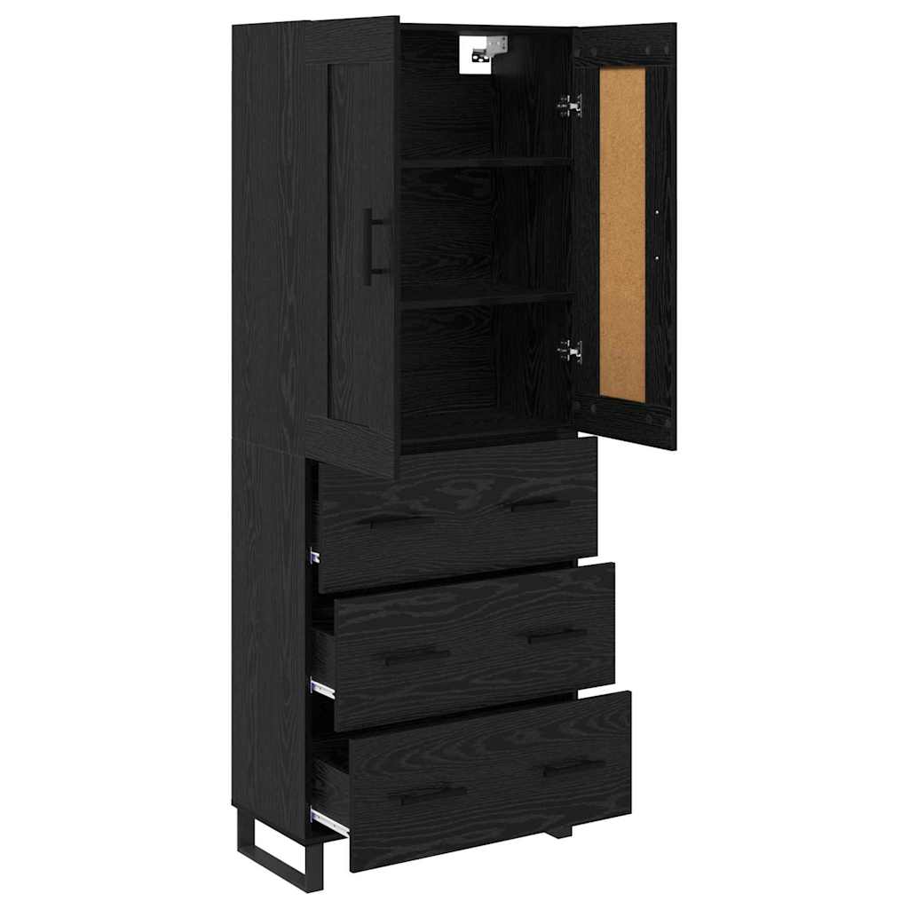 Highboard Schwarz Eichen-Optik 69,5 x 34 x 180 cm Holzwerkstoff