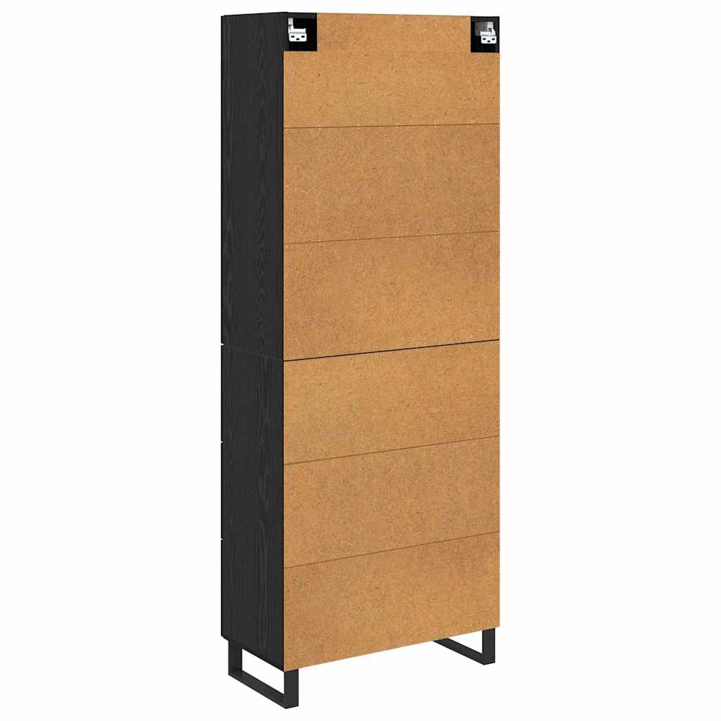 Highboard Schwarz Eichen-Optik 69,5 x 34 x 180 cm Holzwerkstoff