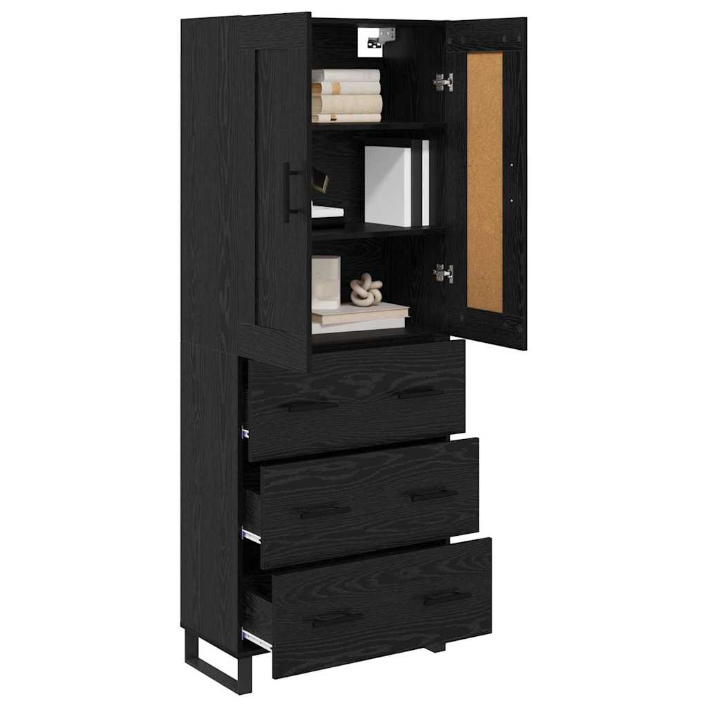 Highboard Schwarz Eichen-Optik 69,5 x 34 x 180 cm Holzwerkstoff
