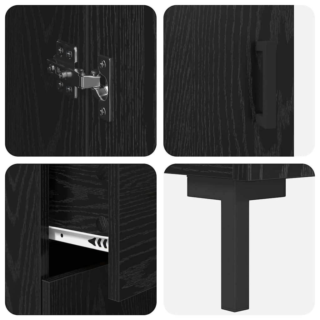 Highboard 2 pcs Schwarz Eichen-Optik Holzwerkstoff