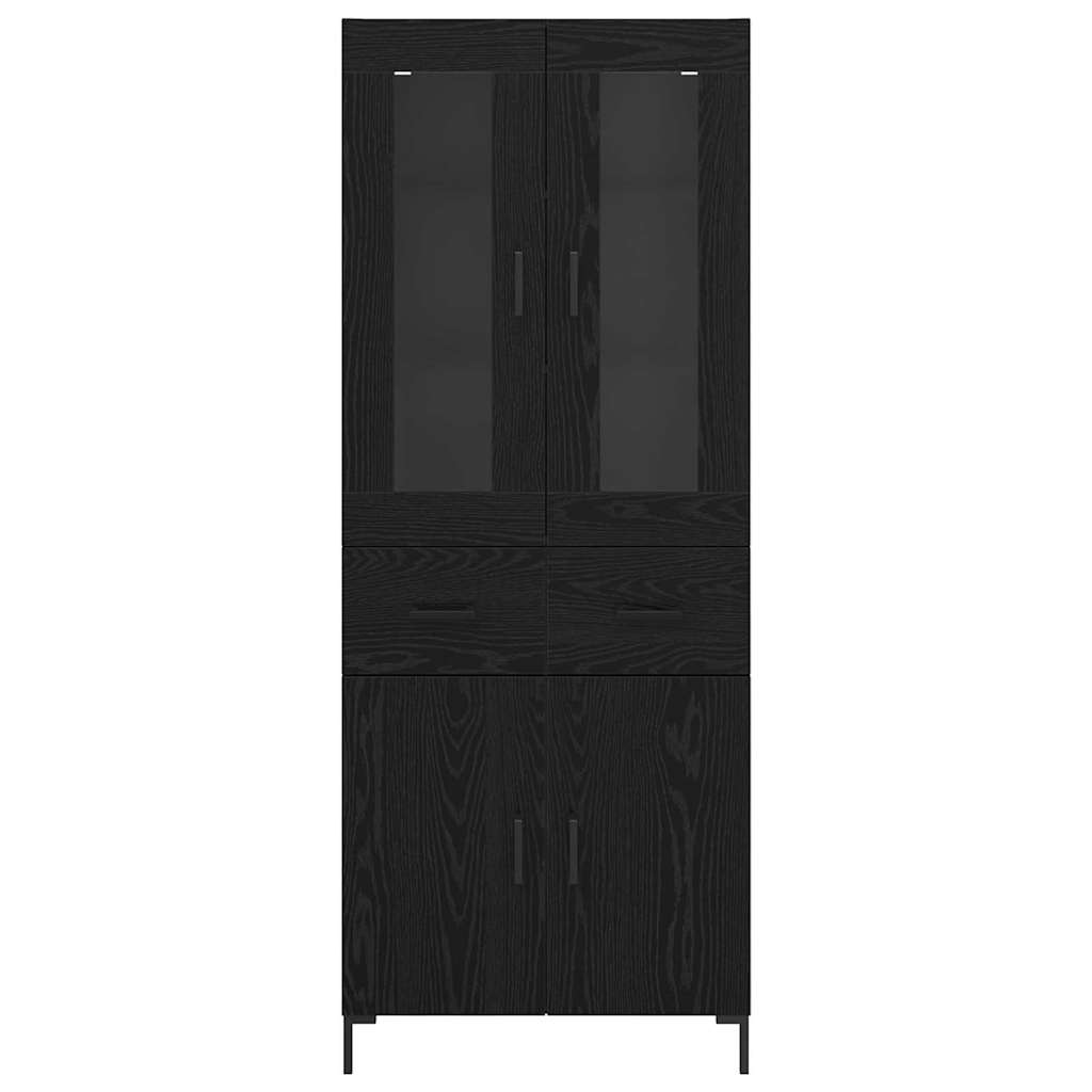 Highboard 2 pcs Schwarz Eichen-Optik Holzwerkstoff