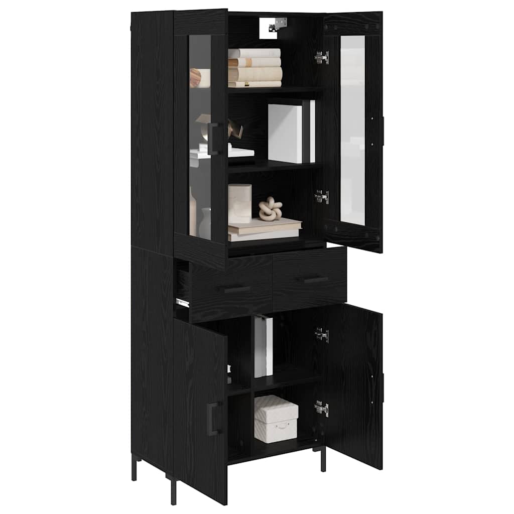 Highboard 2 pcs Schwarz Eichen-Optik Holzwerkstoff