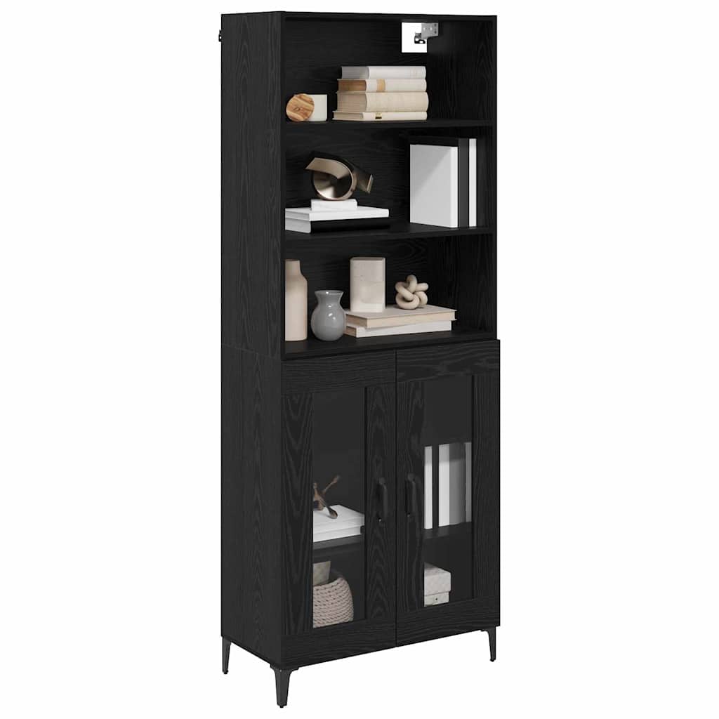 Highboard Schwarz Eichen-Optik 69,5 x 34 x 180 cm Holzwerkstoff
