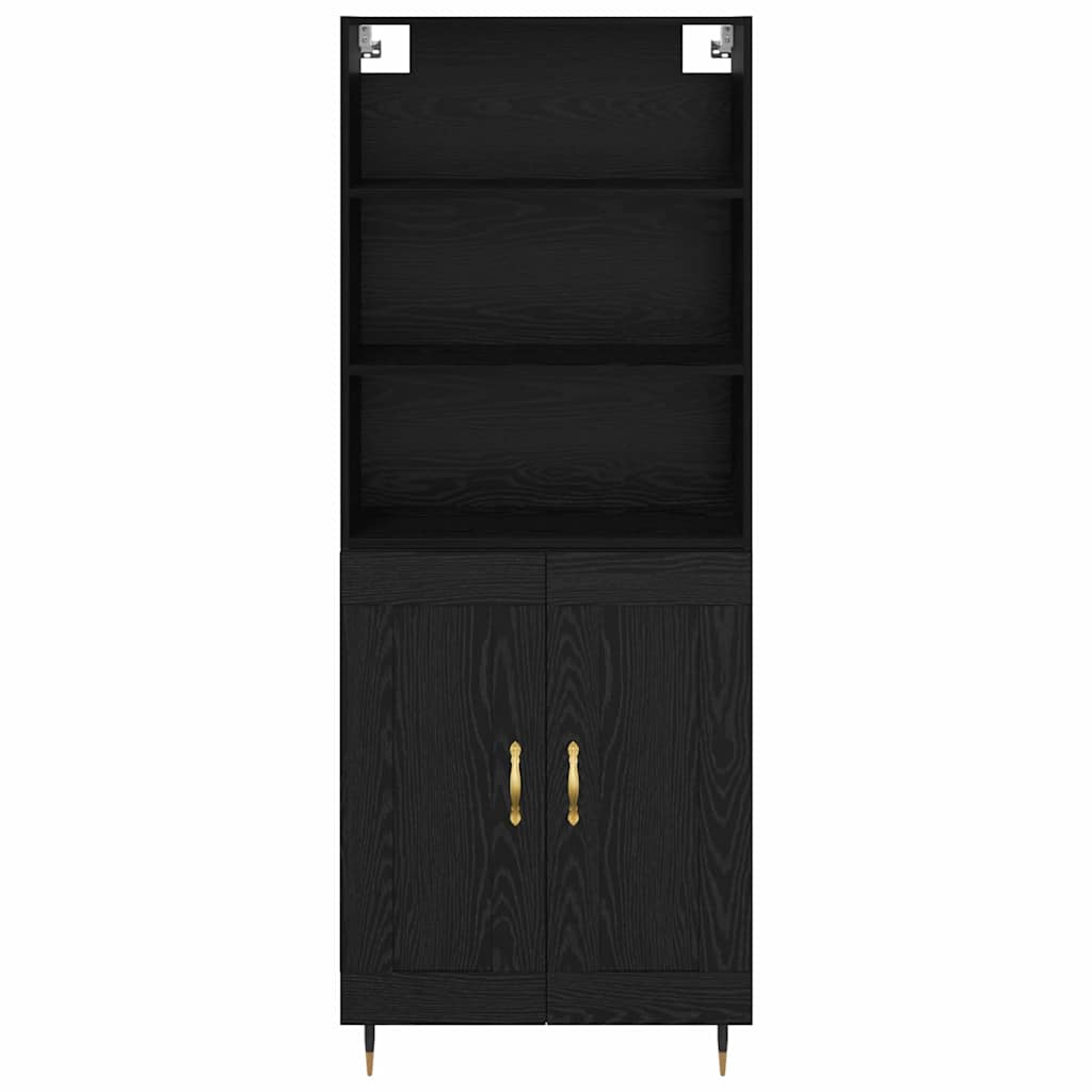 Highboard Schwarz Eichen-Optik 69,5 x 34 x 180 cm Holzwerkstoff
