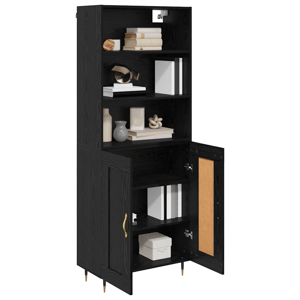Highboard Schwarz Eichen-Optik 69,5 x 34 x 180 cm Holzwerkstoff