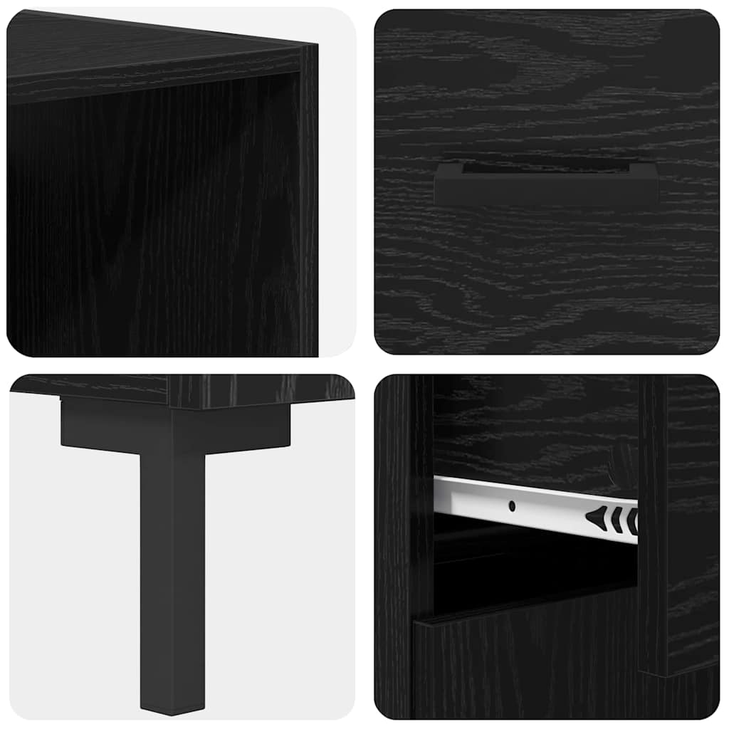 Highboard Schwarz Eichen-Optik 69,5 x 34 x 180 cm Holzwerkstoff