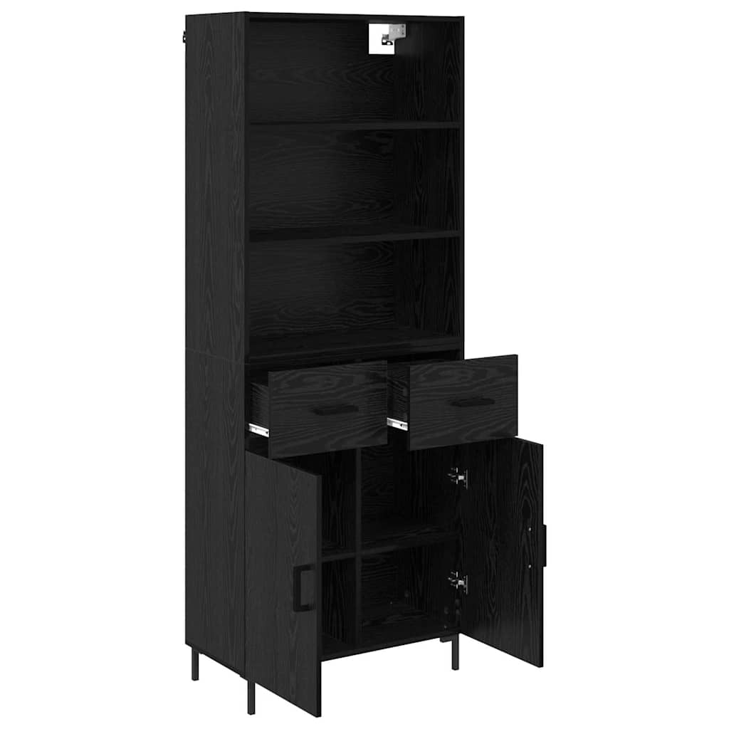 Highboard Schwarz Eichen-Optik 69,5 x 34 x 180 cm Holzwerkstoff