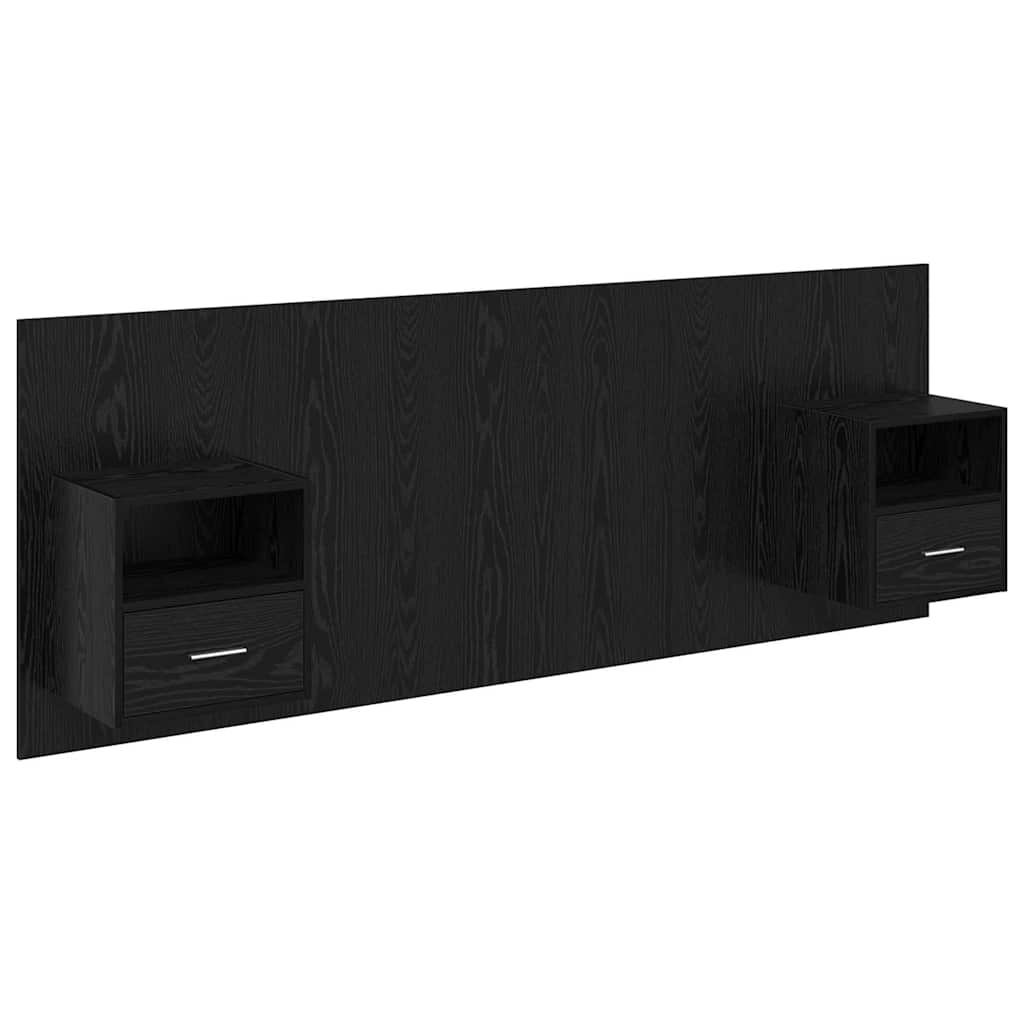 Kopfteil mit Schrank 3 pcs Schwarz Eichen-Optik Holzwerkstoff