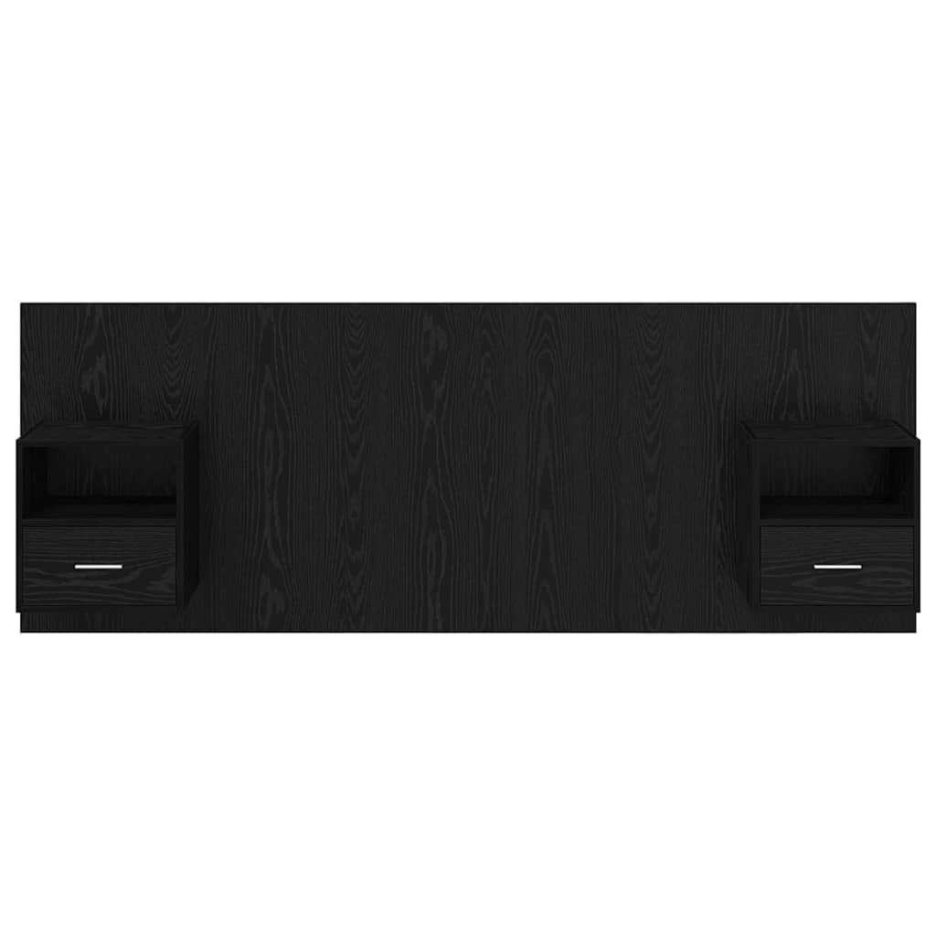 Kopfteil mit Schrank 3 pcs Schwarz Eichen-Optik Holzwerkstoff