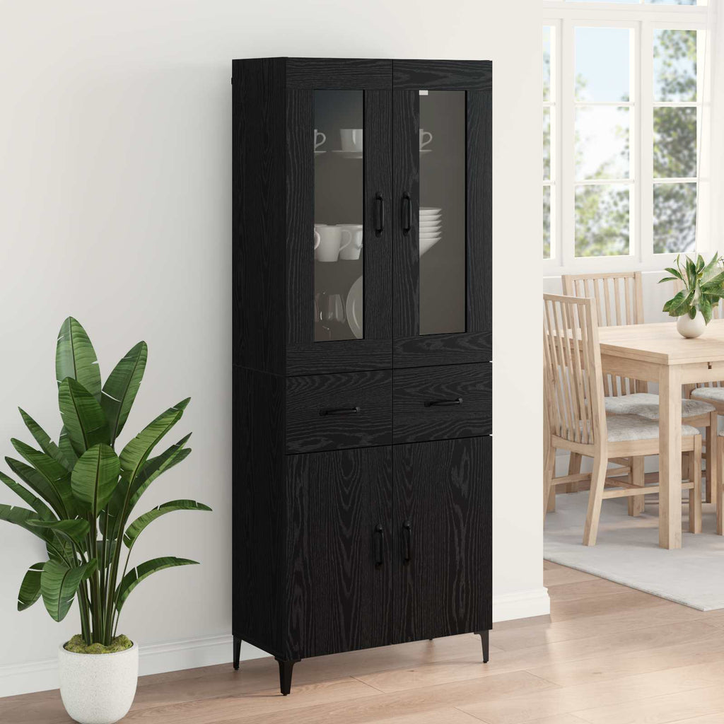 Highboard Schwarz Eichen-Optik 69,5 x 34 x 180 cm Holzwerkstoff