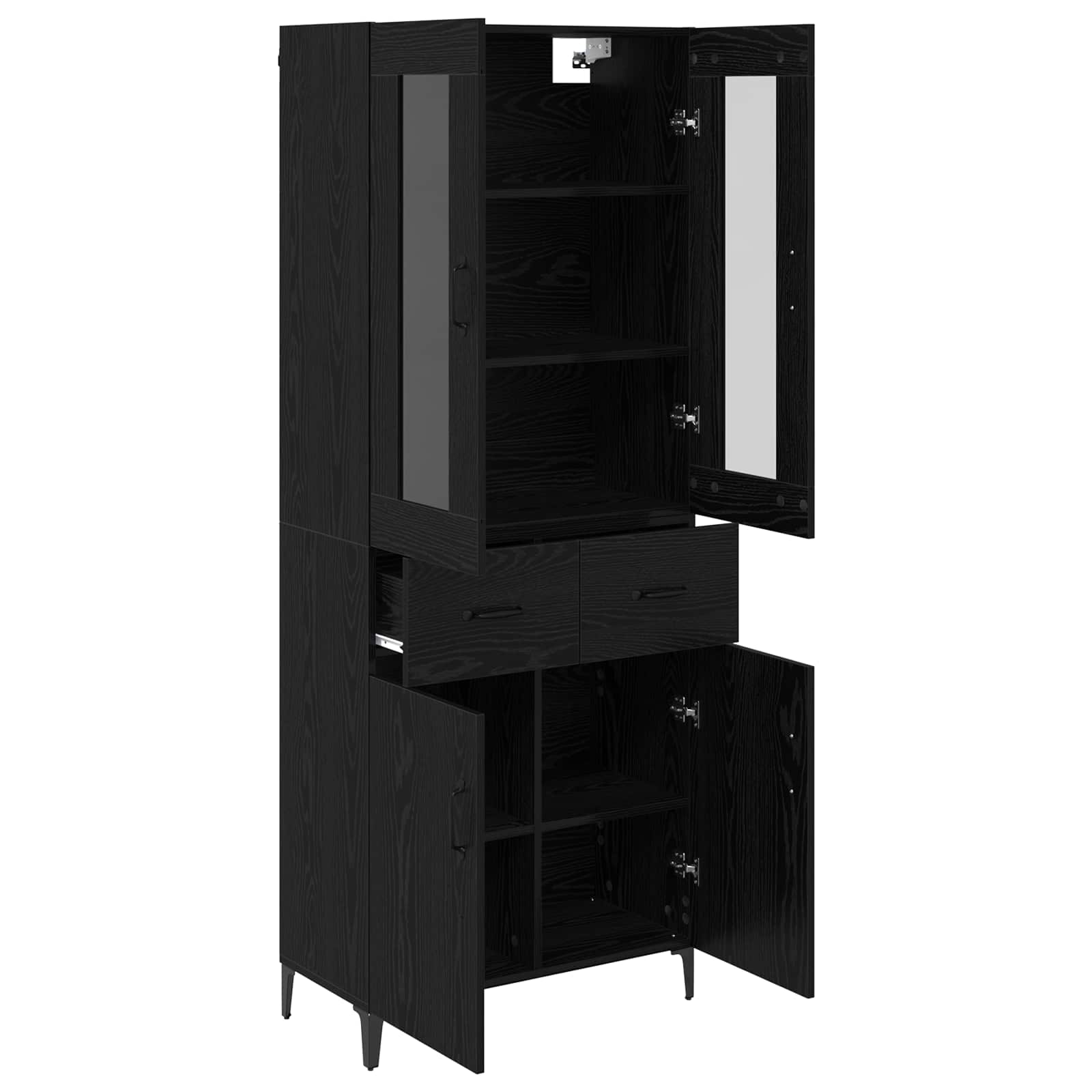 Highboard Schwarz Eichen-Optik 69,5 x 34 x 180 cm Holzwerkstoff