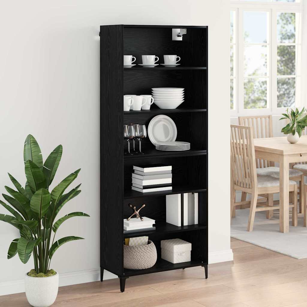 Highboard Schwarz Eichen-Optik 69,5 x 34 x 180 cm Holzwerkstoff