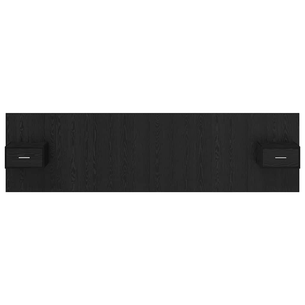 Kopfteil mit Schrank 3 pcs Schwarz Eichen-Optik Holzwerkstoff
