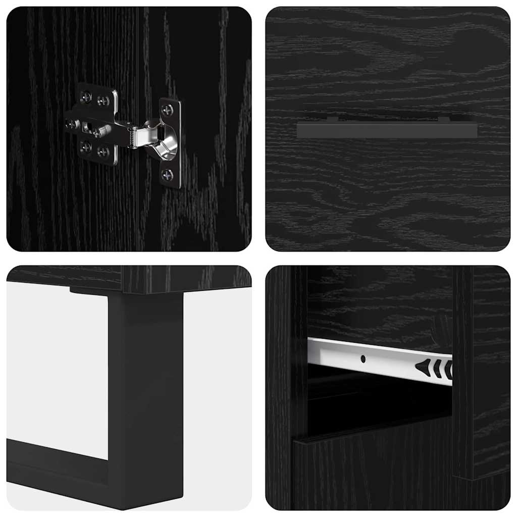 Highboard 2 pcs Schwarz Eichen-Optik 69,5 x 34 x 180 cm
