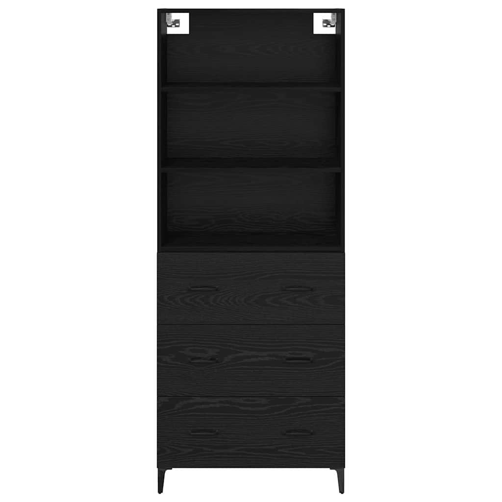 Highboard Schwarz Eichen-Optik 69,5 x 34 x 180 cm Holzwerkstoff