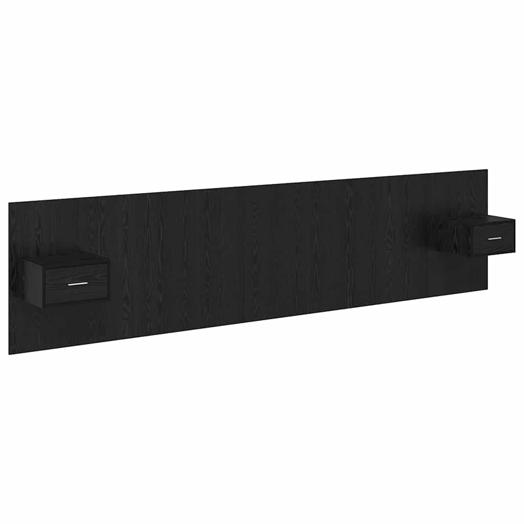 Kopfteil mit Schrank 3 pcs Schwarz Eichen-Optik Holzwerkstoff