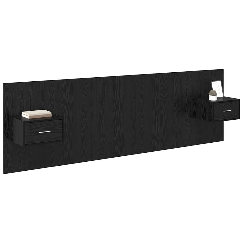 Kopfteil mit Schrank 3 Stück Schwarz Eichen-Optik Holzwerkstoff