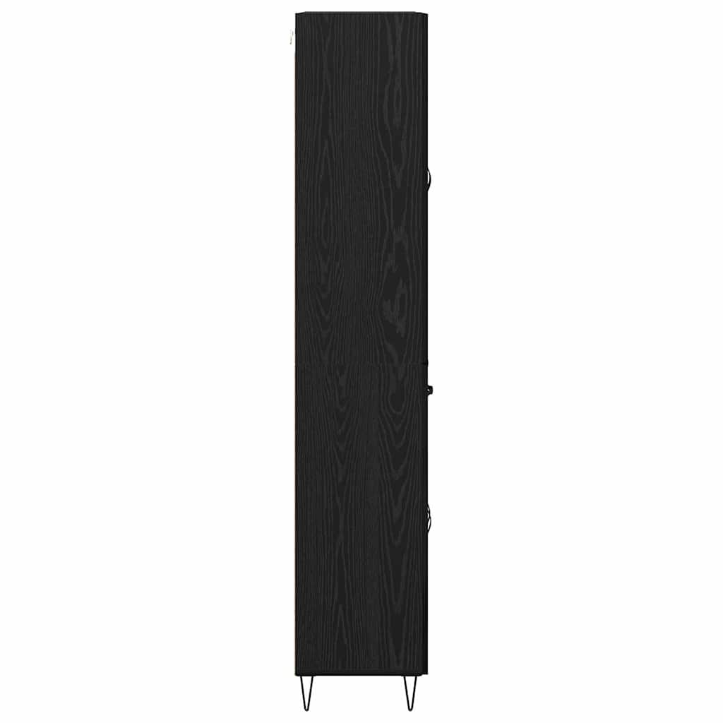 Highboard 2 Stück Schwarz Eichen-Optik Ingenieurholz und Glas