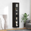 Highboard 2 pcs Schwarz Eichen-Optik Glas