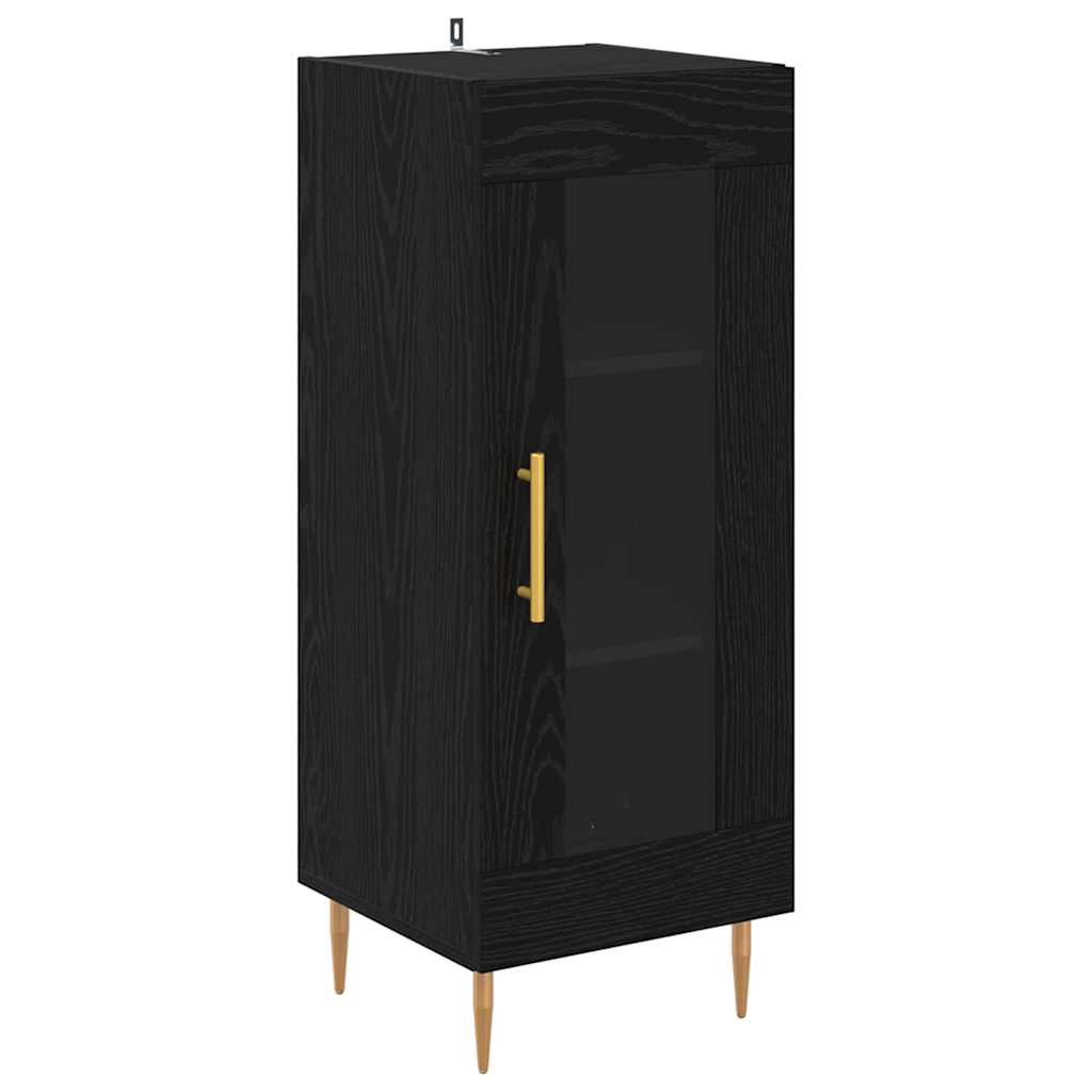Highboard 2 pcs Schwarz Eichen-Optik Glas