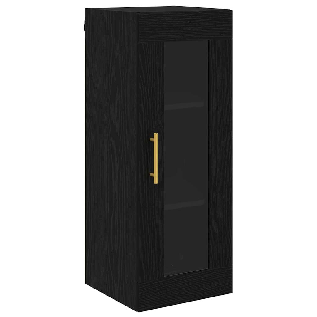 Highboard 2 pcs Schwarz Eichen-Optik Glas