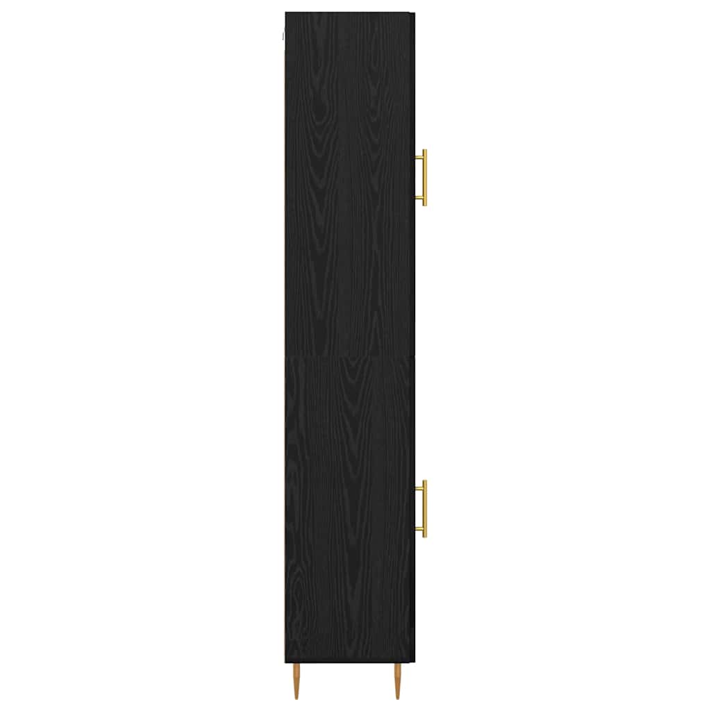 Highboard 2 pcs Schwarz Eichen-Optik Glas