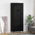 Highboard 2 pcs Schwarz Eichen-Optik Holzwerkstoff