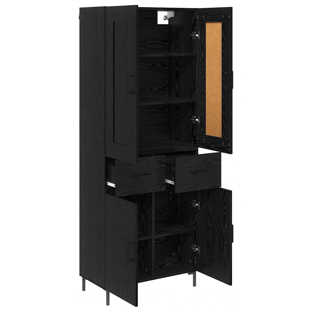 Highboard 2 pcs Schwarz Eichen-Optik Holzwerkstoff